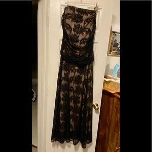 Lace black and nude dress